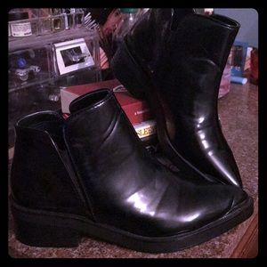 Zara black steel toe bootie